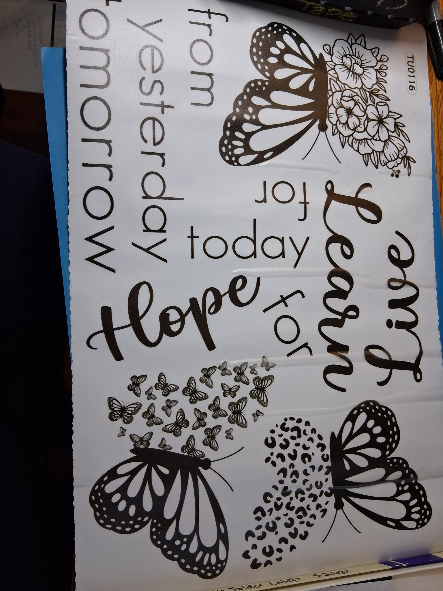 Wall Art — INV 219: Live · Learn · Hope for Tomorrow Butterfly Sheet (TU0116)